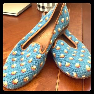 Stubbs & Wootton Blue Needlepoint Slipper